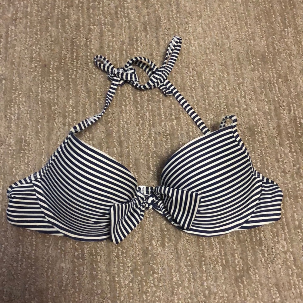 Navy striped swim top